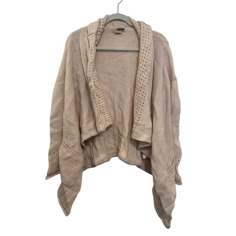 Michael Kors Knit Cardigan Women’s S Neutral Beige Wool Blend Open Front
